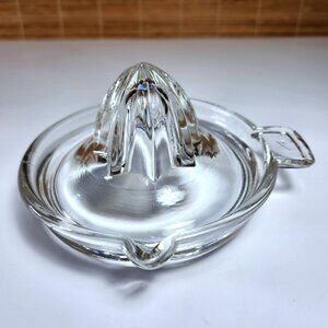 Dominion Small Clear Glass Juicer Reamer Flat Thumb Rest Citrus L14 Vintage